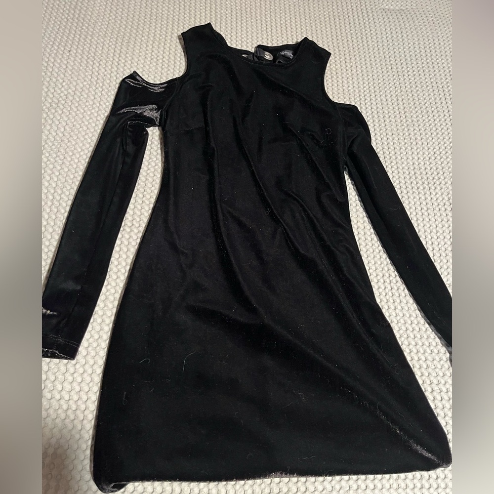 Topshop Black Velvet Long Sleeve Dress